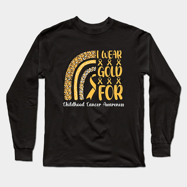 I Wear Gold For Childhood Cancer Awareness Shirt, Warrior , Cancer Support , Childhood Cancer , Gold Ribbon Long Sleeve T-Shirt by Abddox-99